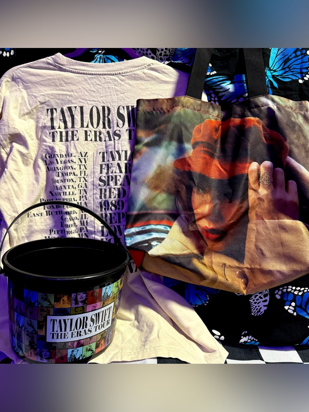 Rare Taylor Swift Capital One RED Bag Eras Tour Popcorn Bucket & Tshirt size S